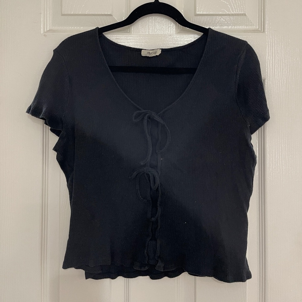 Madewell Flowy Ribbed Top with Tie